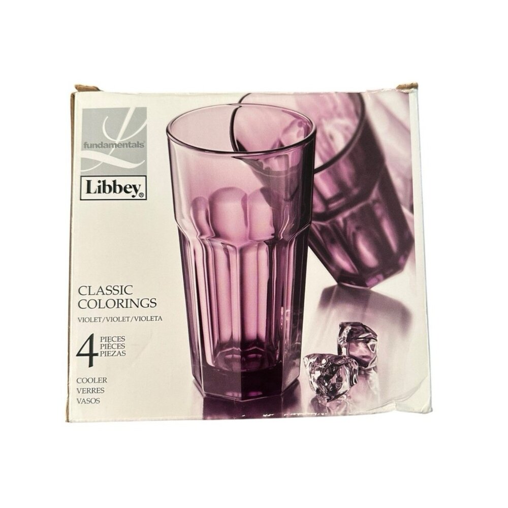 Libbey Glass Duratuff Gibraltar Violet Purple Cooler Tumbler 16oz Glasses 4PK